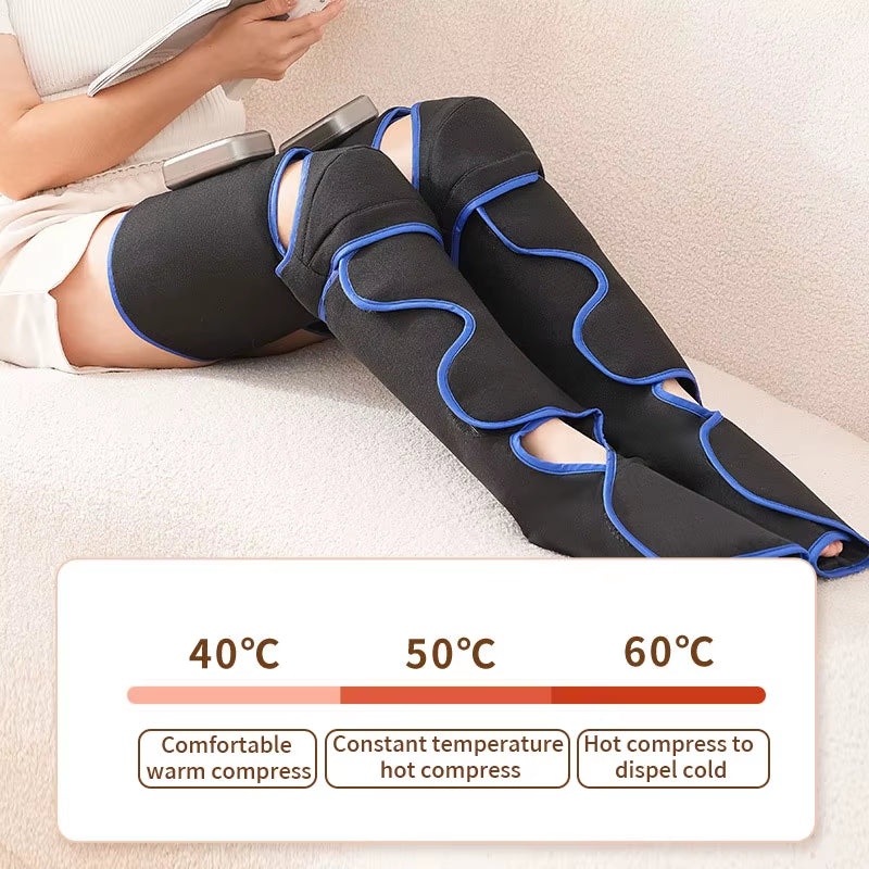 Rechargeable Leg Massager with Heat & Air Compression - 3-Level Pain Relief Wrap for Circulation Boost & Muscle Recovery LED