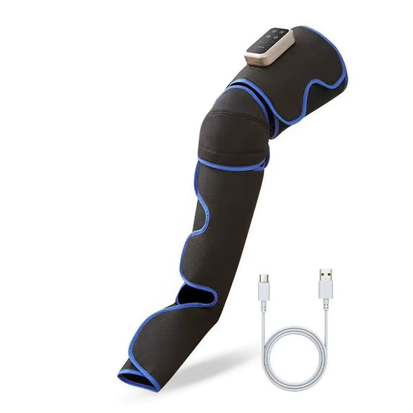 Rechargeable Leg Massager with Heat & Air Compression - 3-Level Pain Relief Wrap for Circulation Boost & Muscle Recovery LED