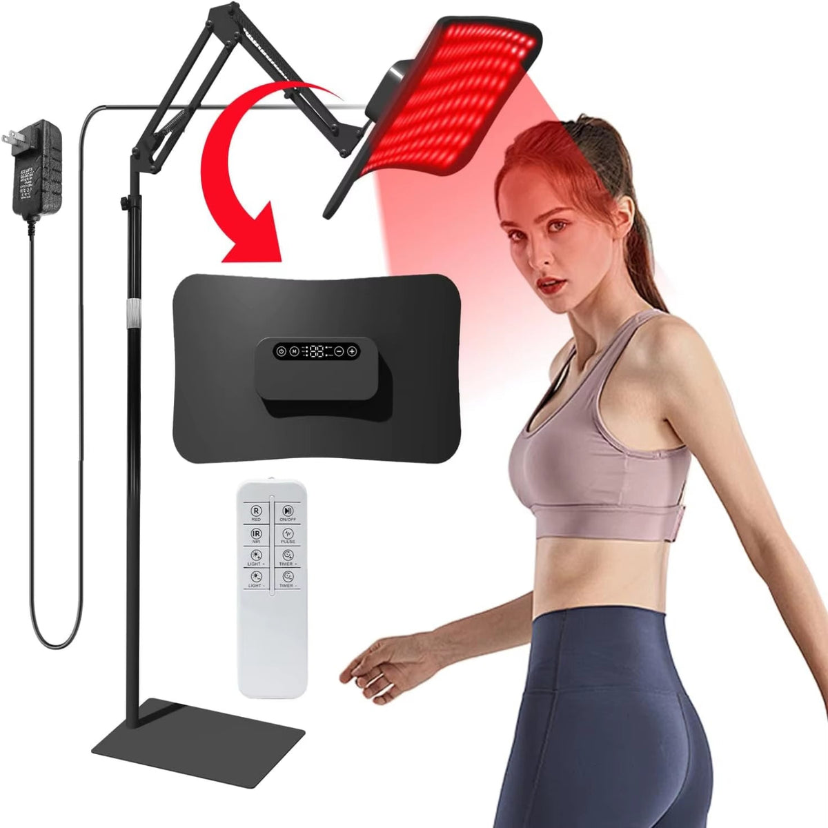 Red Light Therapy Panel with Adjustable Stand,Dual Chip 660&850 Nm LED near Infrared Light Device for Skin Health, Pain Relief