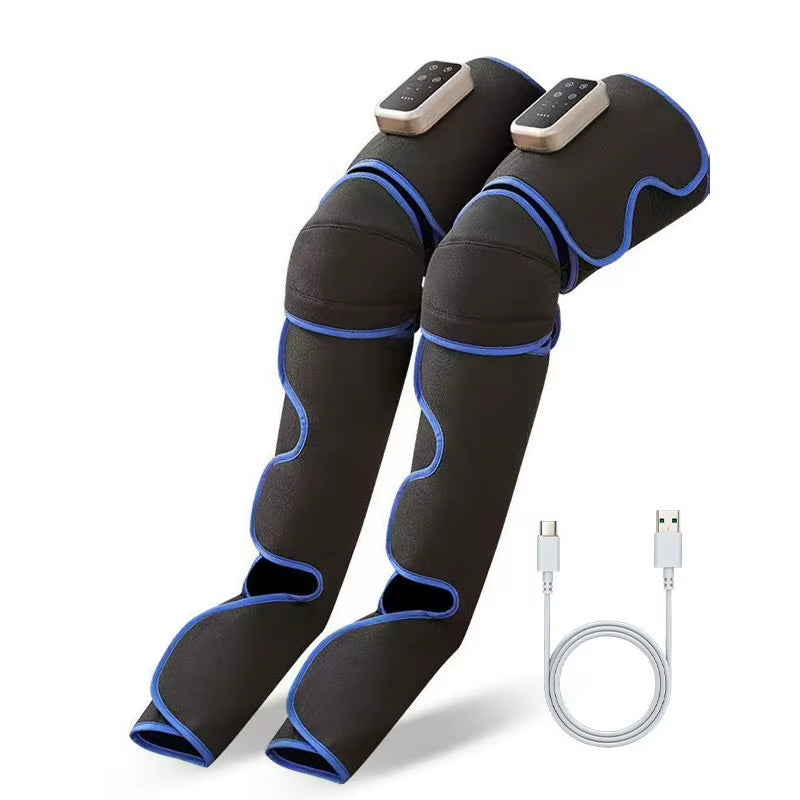 Rechargeable Leg Massager with Heat & Air Compression - 3-Level Pain Relief Wrap for Circulation Boost & Muscle Recovery LED